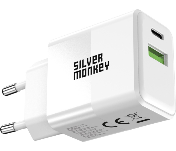 Silver Monkey Ładowarka sieciowa 20W USB-C PD, USB-A QC - 603413 - zdjęcie 4