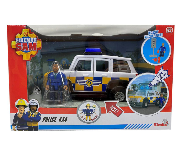 Simba Strażak Sam Jeep policyjny z figurką Malcolm - 1125555 - zdjęcie 4
