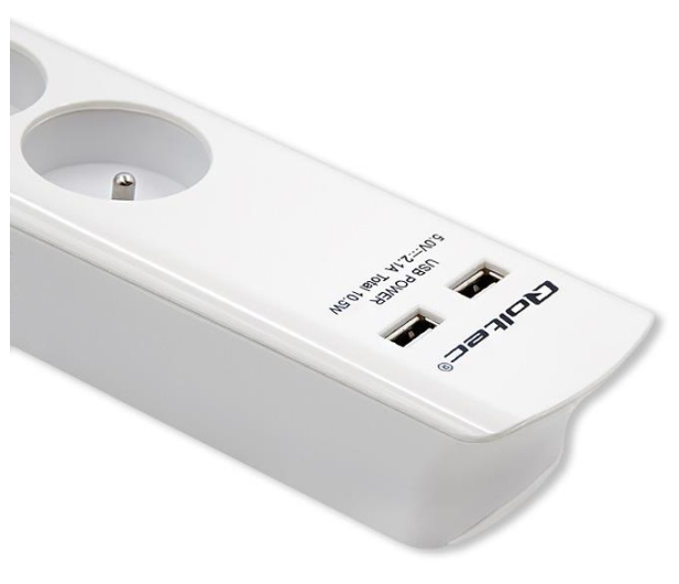 Qoltec Listwa antyprzepięciowa - 8 gniazd, 2x USB, 1.8m, biała - 1122599 - zdjęcie 4