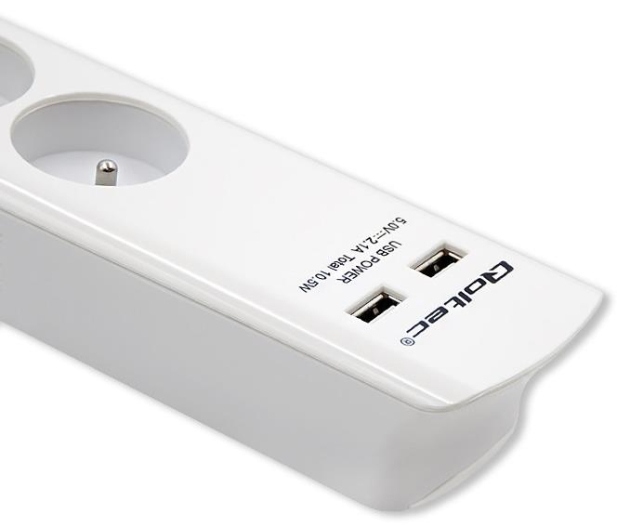 Qoltec Listwa antyprzepięciowa - 6 gniazd, 2x USB, 1.8m, biała - 1122554 - zdjęcie 4