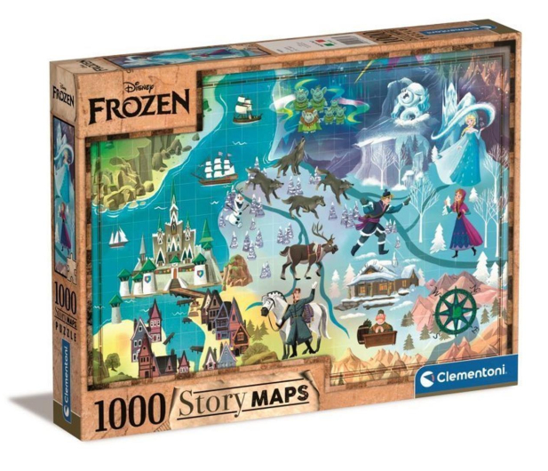 Clementoni Puzzle Frozen Story maps 1000 el. - 1135571 - zdjęcie