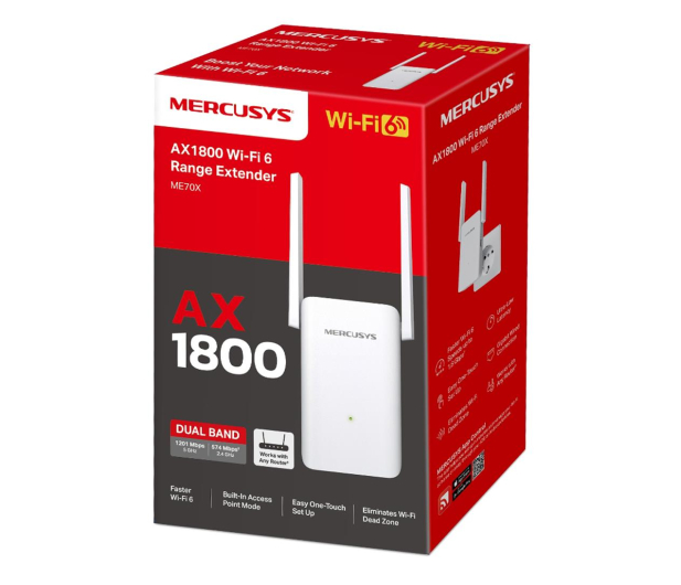 Mercusys ME70X (802.11b/g/n/ac/ax 1800Mb/s) plug repeater - 1163808 - zdjęcie 3