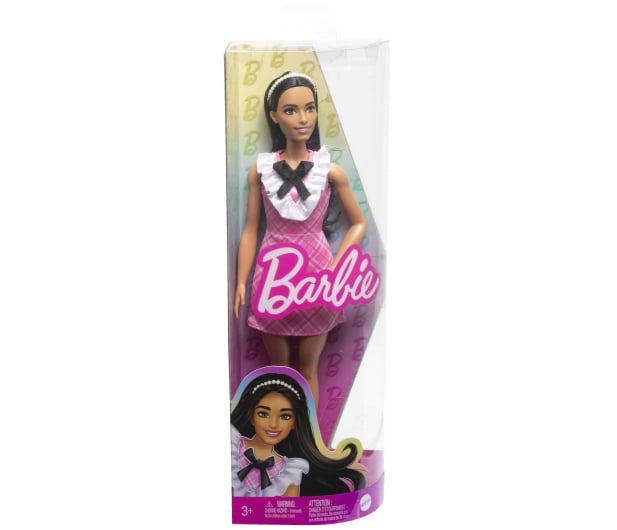 Barbie Fashionistas Lalka w różowej, kraciastej sukience - 1157818 - zdjęcie 5