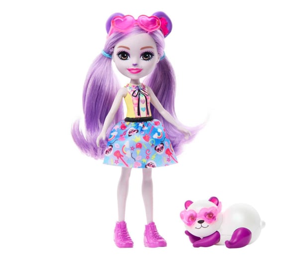 Mattel Enchantimals Lalka Fioletowa panda + figurka - 1164045 - zdjęcie