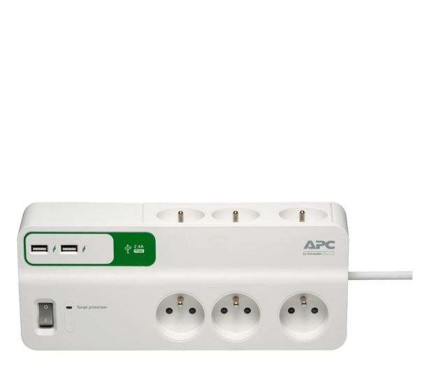 APC Essential SurgeArrest - 6 gniazd, 2x USB 2.4A, 2m - 555196 - zdjęcie 2