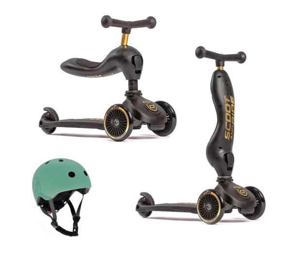 Scoot & Ride Highwaykick 1 Black & Gold LE + kask S-M Forest - 1165203 - zdjęcie