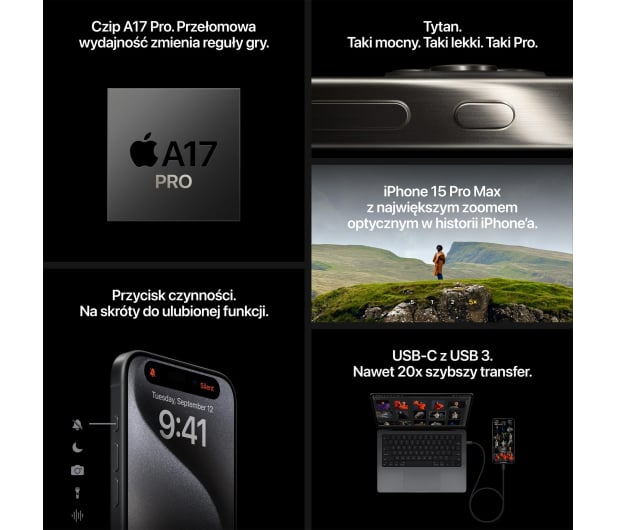 Apple iPhone 15 Pro 256GB Black Titanium - 1180069 - zdjęcie 9
