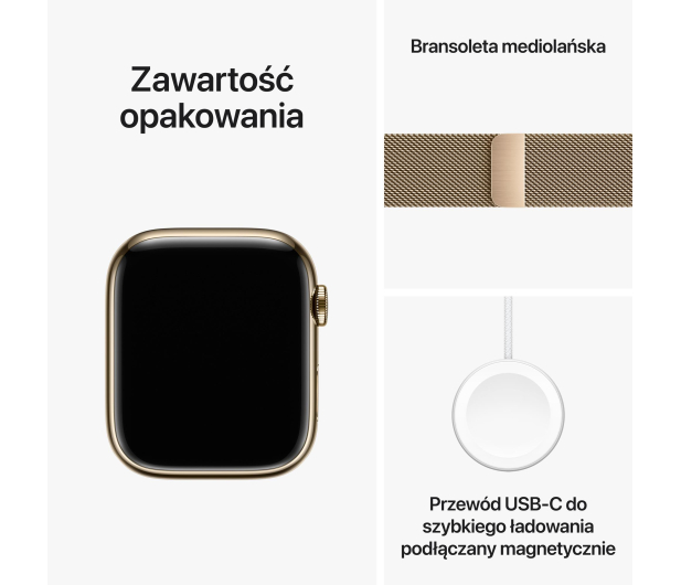 Apple Watch 9 45/Gold Steel/Gold Milanese Loop LTE - 1180292 - zdjęcie 10