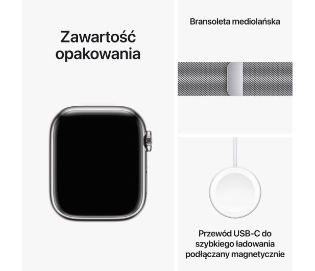 Apple Watch 9 41/Silver Steel/Silver Milanese Loop LTE - 1180285 - zdjęcie 10