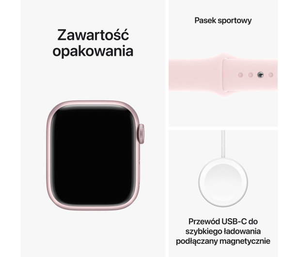 Apple Watch 9 41/Pink Aluminum/Light Pink Sport Band S/M LTE - 1180272 - zdjęcie 10