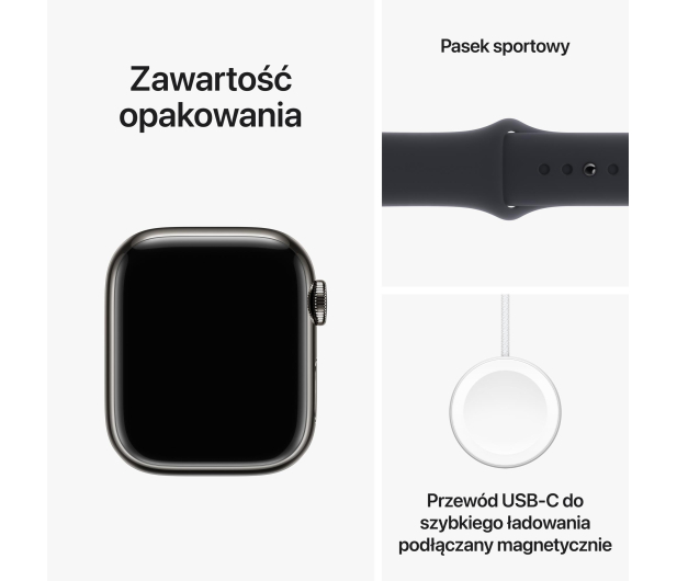 Apple Watch 9 41/Graphite Steel/Midnight Sport Band S/M LTE - 1180284 - zdjęcie 10