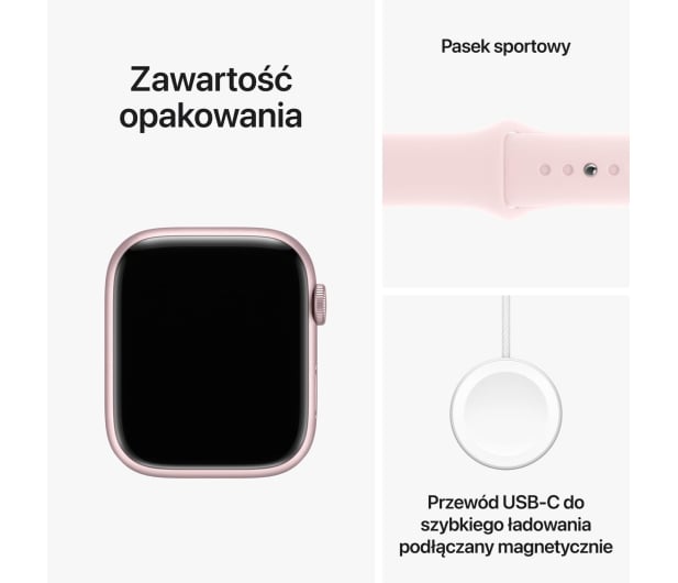 Apple Watch 9 45/Pink Aluminum/Light Pink Sport Band S/M GPS - 1180266 - zdjęcie 10