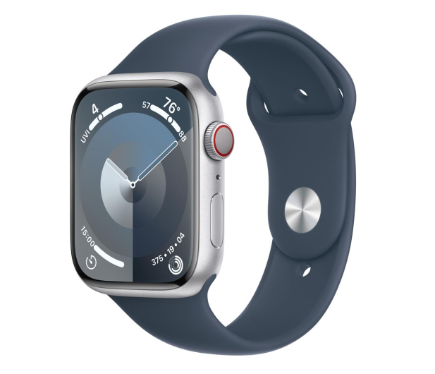 Apple Watch 9 45/Silver Aluminum/Storm Blue Sport Band S/M LTE - 1180279 - zdjęcie