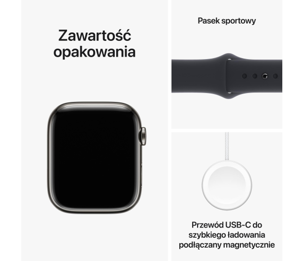 Apple Watch 9 45/Graphite Steel/Midnight Sport Band S/M LTE - 1180290 - zdjęcie 10