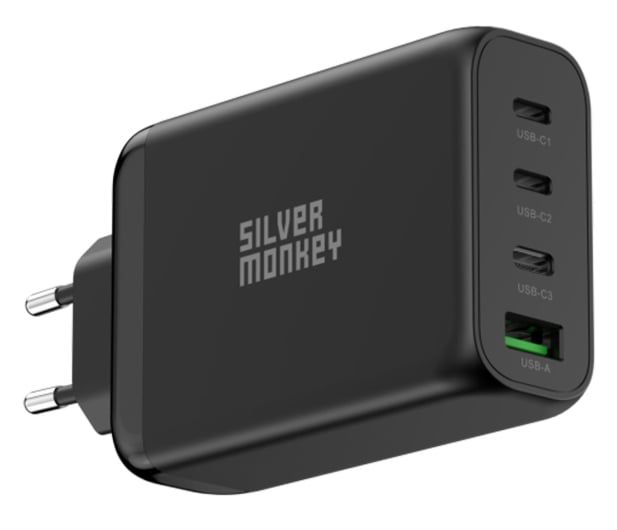 Silver Monkey Ładowarka sieciowa GaN 130W USB-C PD + USB 3.0 QC B - 1097681 - zdjęcie