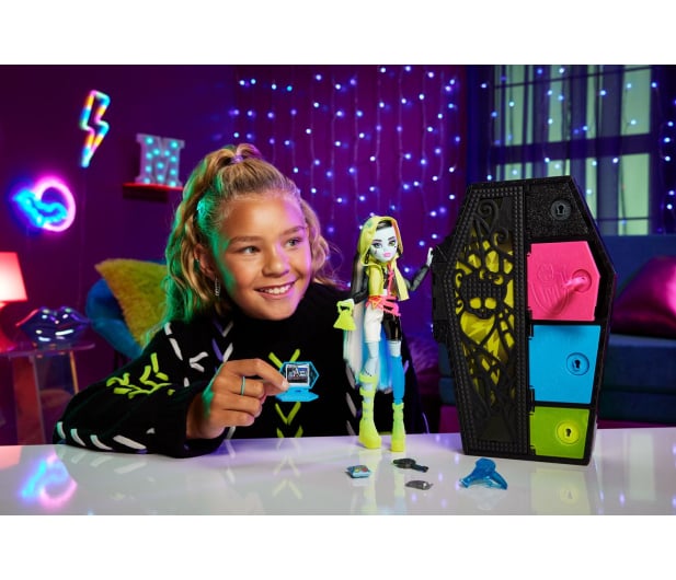 Mattel Monster High Straszysekrety Frankie Stein Seria 3 Neonowa - 1212851 - zdjęcie 5
