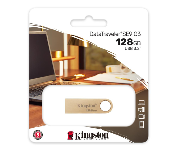 Kingston 128GB DataTraveler SE9 G3 220MB/s USB 3.2 Gen 1 złoty - 1218118 - zdjęcie 3