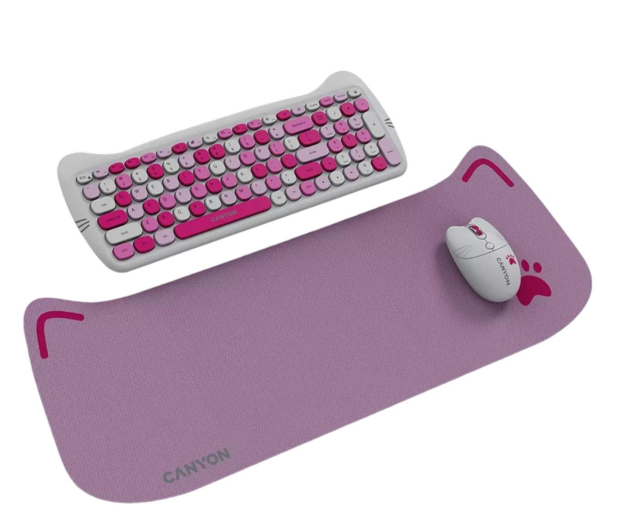 CANYON Zestaw klawiatura i mysz HSET-W6 Pink z podkładką - 1283179 - zdjęcie 2