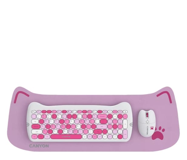 CANYON Zestaw klawiatura i mysz HSET-W6 Pink z podkładką - 1283179 - zdjęcie