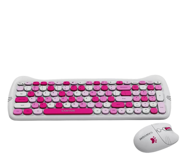 CANYON Zestaw klawiatura i mysz HSET-W6 Pink z podkładką - 1283179 - zdjęcie 3