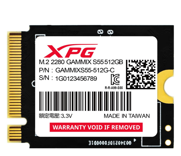ADATA 512GB M.2 2230 PCIe Gen4 NVMe GAMMIX S55 - 1221741 - zdjęcie