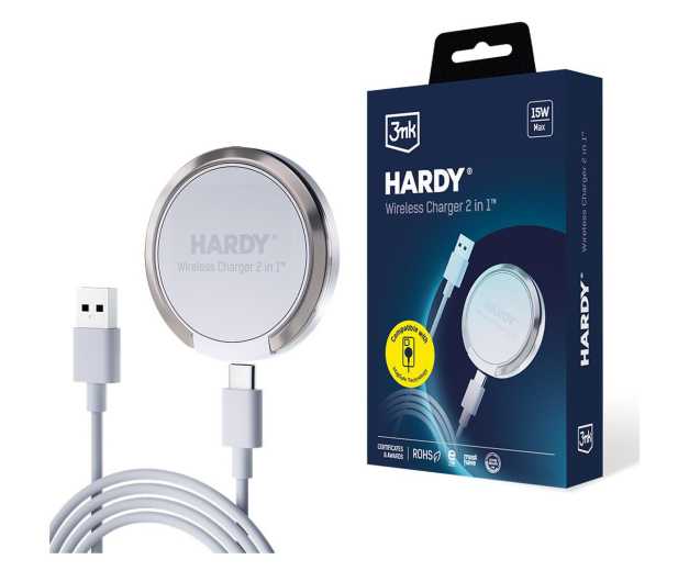 3mk Hardy Wireless Charger 2in1 15W White - 1228057 - zdjęcie 2
