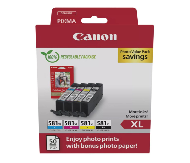Canon Zestaw 4 tuszów CLI-581XL CMYK + papier 50 szt - 1226669 - zdjęcie