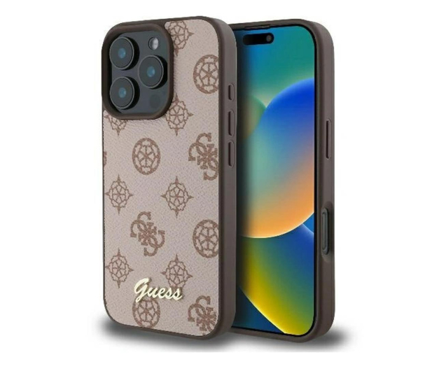 Guess Peony Script Logo do iPhone 16 Pro Max brązowy - 1278289 - zdjęcie