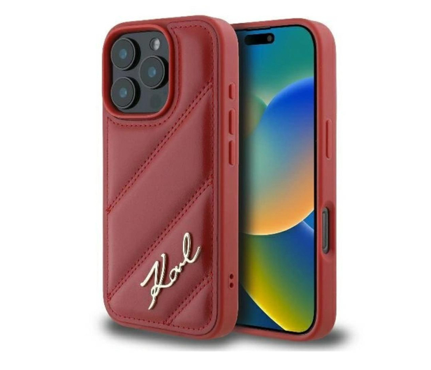 Karl Lagerfeld Quilted Signature do iPhone 16 Pro Max czerwony - 1278270 - zdjęcie