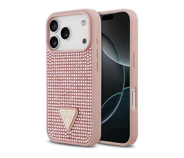 Guess Rhinestone Triangle Logo do iPhone 17 Pro różowy - 1365573 - zdjęcie