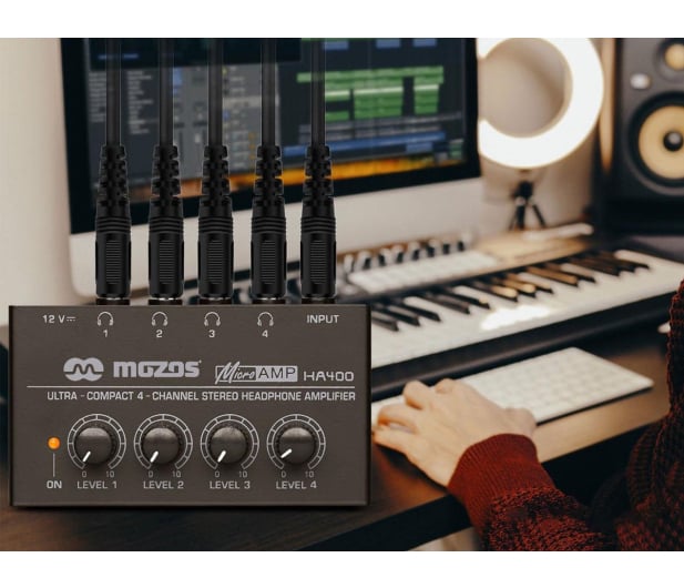 Mozos HA400 4-kanałowy wzmacniacz słuchawkowy - 1370681 - zdjęcie 5