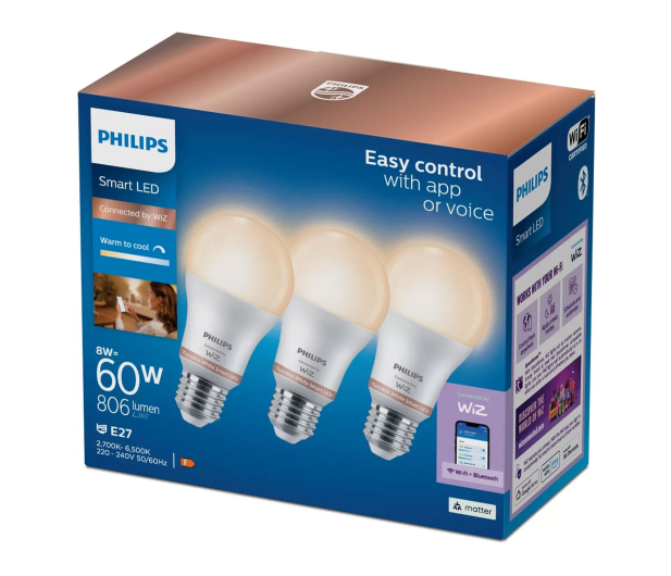 Philips Smart 3x Żarówka E27 LED Tunnable White 60W A60 - 1367372 - zdjęcie 2