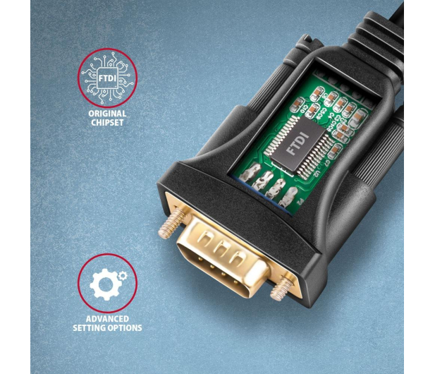 Axagon ADS-1PQN, USB-A 2.0 - RS-232 DB9-M FTDI adapter / kabel 1.5m - 1353394 - zdjęcie 3