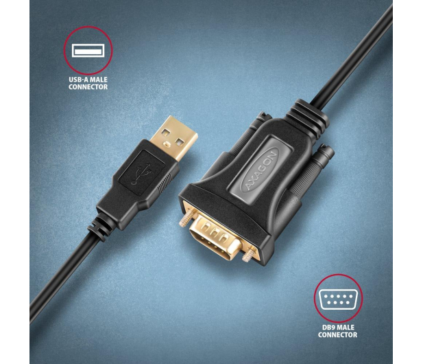 Axagon ADS-1PQN, USB-A 2.0 - RS-232 DB9-M FTDI adapter / kabel 1.5m - 1353394 - zdjęcie 4