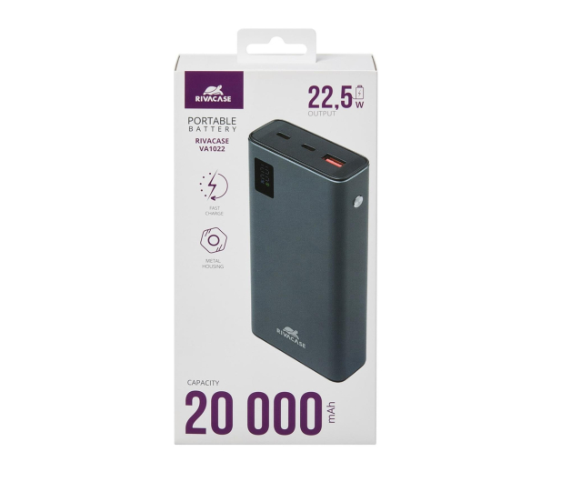 RIVACASE Powerbank VA1022 20000 mAh 22,5W metalowy - 1503810 - zdjęcie 11