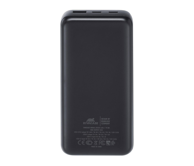 RIVACASE Powerbank VA1082 20000 mAh 65W czarny - 1503813 - zdjęcie 2