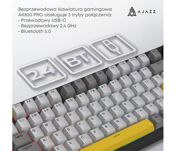 Ajazz AK820 Pro Flying Fish Switch Black Gray Yellow RGB - 1536362 - zdjęcie 10
