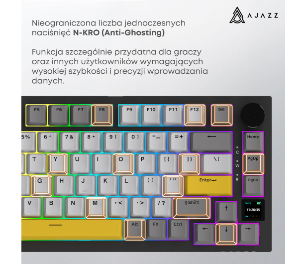 Ajazz AK820 Pro Flying Fish Switch Black Gray Yellow RGB - 1536362 - zdjęcie 13