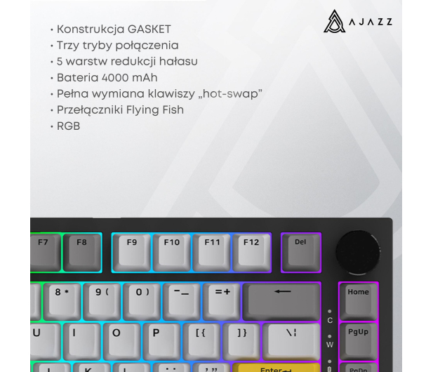 Ajazz AK820 Pro Flying Fish Switch Black Gray Yellow RGB - 1536362 - zdjęcie 14