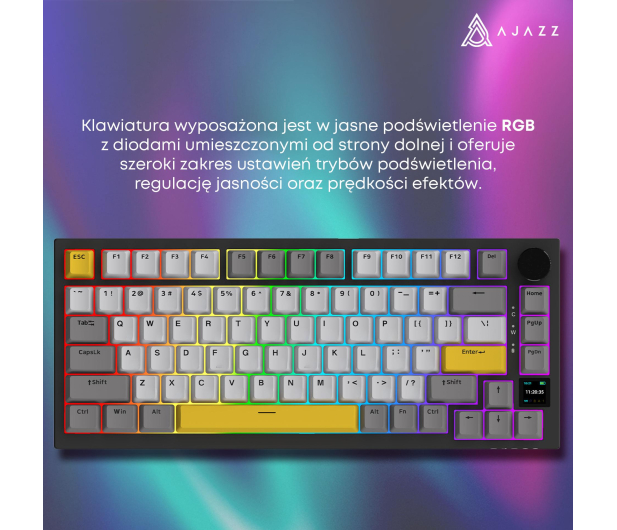 Ajazz AK820 Pro Flying Fish Switch Black Gray Yellow RGB - 1536362 - zdjęcie 15