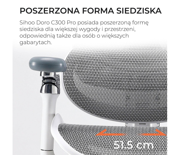 Sihoo DORO C300 PRO Mesh biały - 1542253 - zdjęcie 14