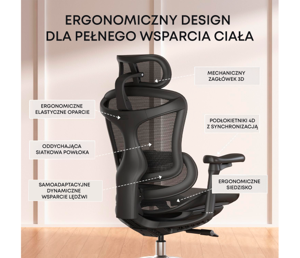 Sihoo DORO C300L Mesh czarny - 1542354 - zdjęcie 12
