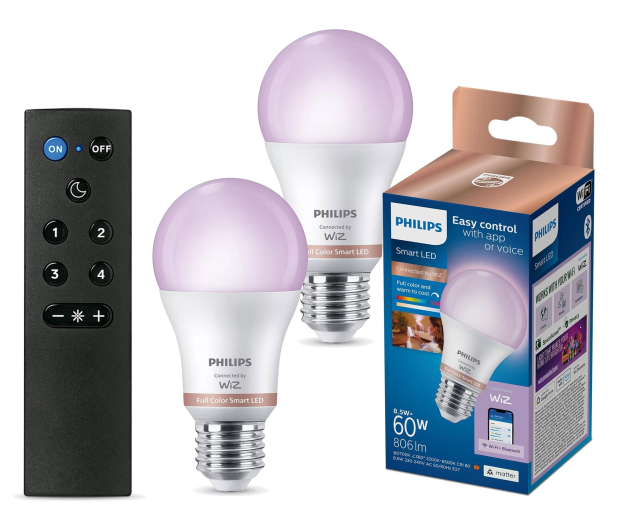 Philips Smart żarówka 60W A60 E27 2 szt. + Pilot - 1541405 - zdjęcie