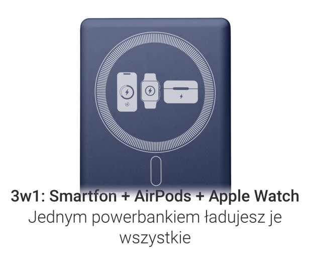 Silver Monkey Smart 5 000 mAh MagSafe UltraSlim 3w1 Głębinowy błękit - 1487254 - zdjęcie 4