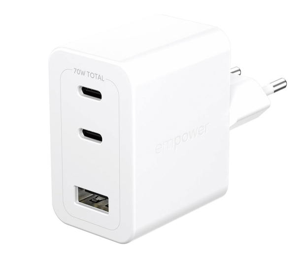 PanzerGlass empower Turbo 70W 2 x USB-C + USB-A Silver White - 1546801 - zdjęcie
