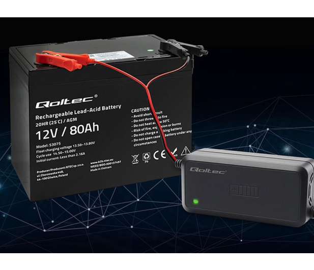 Qoltec Inteligentna ładowarka AGM GEL SLA 12V 5A, 75W, - 1549508 - zdjęcie 3