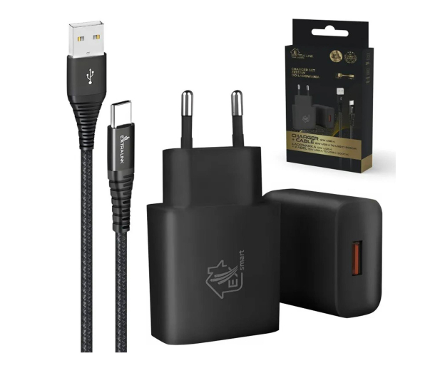 ExtraLink Smart Life Zestaw USB - USB-C 2m Czarny Ładowarka 12W Czarna - 1550953 - zdjęcie 2