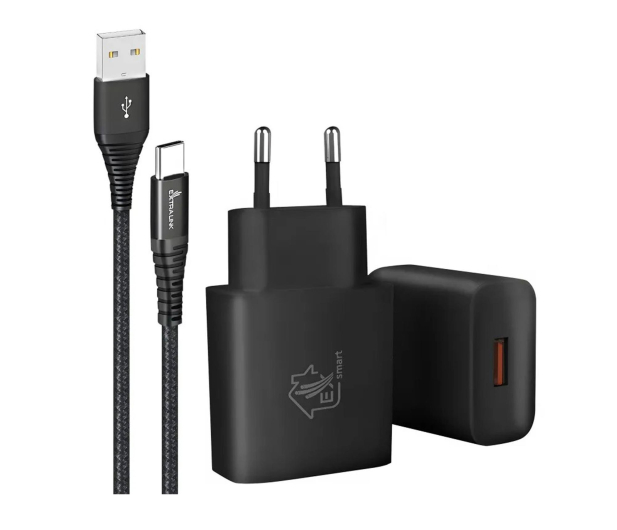 ExtraLink Smart Life Zestaw USB - USB-C 2m Czarny Ładowarka 12W Czarna - 1550953 - zdjęcie