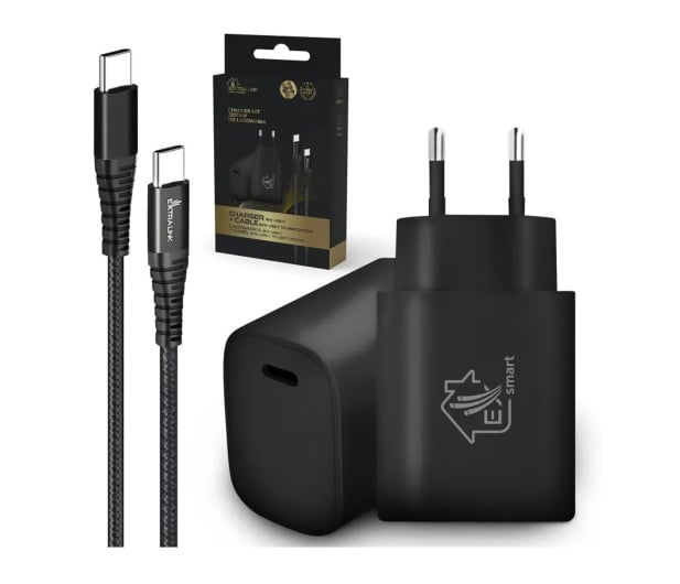 ExtraLink Smart Life Zestaw kabel USB-C 2m Ładowarka 18W PD3.0 Czarna - 1550954 - zdjęcie 2