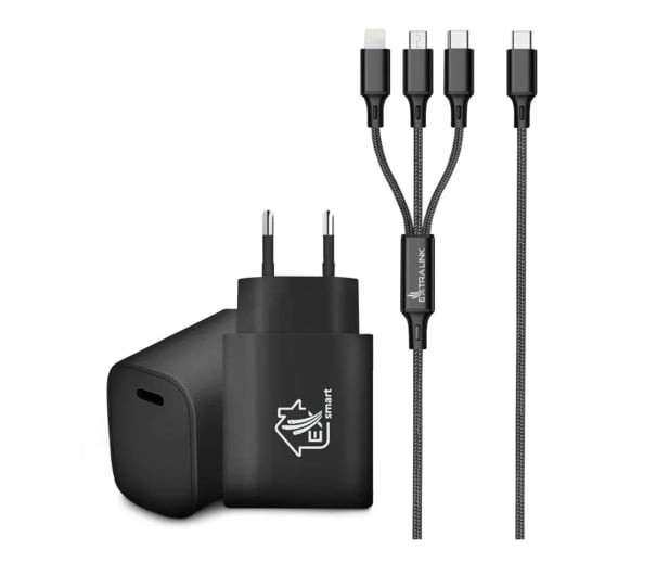 ExtraLink Smart Life SET03 Kabel 3w1 1,2m ładowarka 12 W PD3.0 czarny - 1550955 - zdjęcie